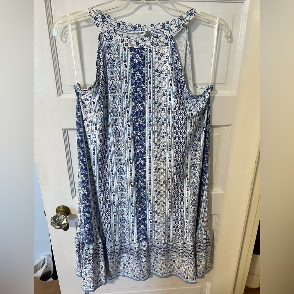 NEW Ann Taylor Loft blue and whitete halter sundress XL